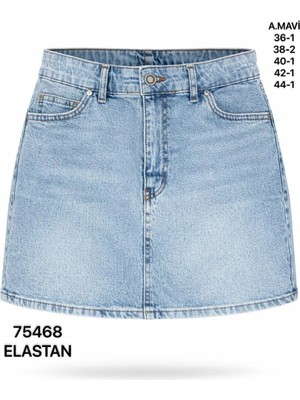 Miss Poem Kadın Açık Mavi Basic Mini Jean Etek