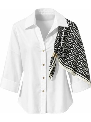 Miss Poem Kadın Beyaz Fular Detaylı Gömlek