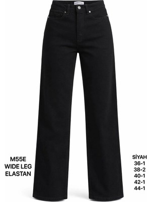 Miss Poem Kadın Siyah Yüksek Bel Wide Leg Jean Pantolon