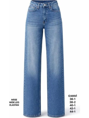 Miss Poem Kadın Mavi Yüksek Bel Wide Leg Jean Pantolon