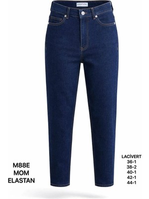 Miss Poem Kadın Lacivert Yüksek Bel Mom Fit Jean Pantolon