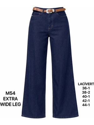 Miss Poem Kadın Kemer Detaylı Extra Wide Leg Jean Pantolon