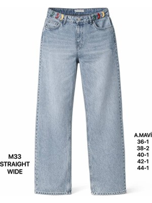 Miss Poem Kadın Açık Mavi Straight Wide Paça Jean Pantolon