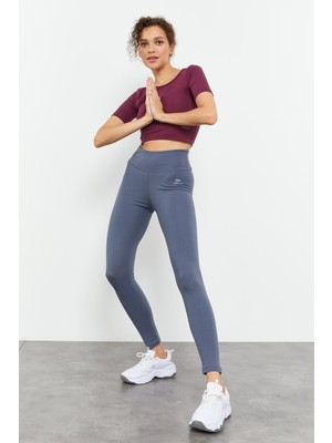 Petrol Yüksek Bel Toparlayıcı Slim Fit Dar Paça Kadın Tayt - 94011