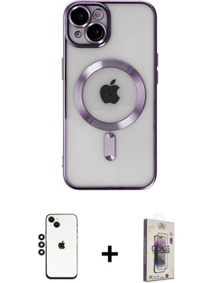 BUTİMAR'S iPhone 14 Nova Işık Özel Seri - Siyah Bilvis 3D Cam Ekran Koruyucu + Siyah Shine Kamera Lens