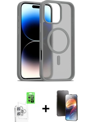 BUTİMAR'S iPhone 16 Pro Max Siluet Minimal Prime - Siyah 3D Antistatik Mat Seramik Nano Ekran Koruyucu + Beyaz Raze Metal Kamera Lens