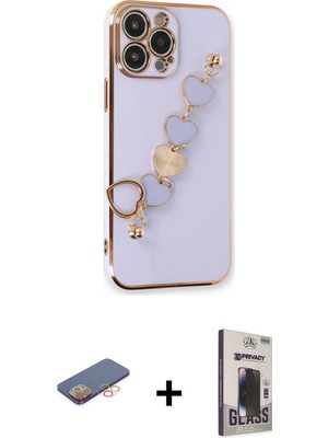 BUTİMAR'S iPhone 13 Pro Max Nova Işık Prime - Siyah Bilvis Hayalet Cam Ekran Koruyucu + Turuncu Renkli Kamera Lens Koruma Cam