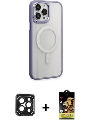 BUTİMAR'S iPhone 15 Pro Max Yankı Işık Özel Seri - Siyah Buffer Cam Ekran Koruyucu + Siyah Pvd Metal Kamera Lens