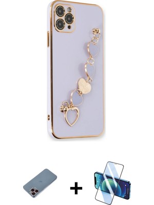 BUTİMAR'S iPhone 11 Pro Max Nova Işık Prime - Siyah 3D Antistatik Cam Ekran Koruyucu + Pembe Shine Kamera Lens Koruma Cam