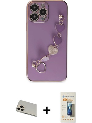 BUTİMAR'S iPhone 13 Pro Max Nova Işık Prime - Siyah 6d Mat Seramik Hayalet Nano Ekran Koruyucu + Rose Gold Rainbow Kamera Lens Koruma Cam