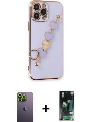 BUTİMAR'S iPhone 13 Pro Max Nova Işık Prime - Şeffaf 360 Full Body Arka Koruyucu + Yeşil Neon Fosforlu Kamera Lens