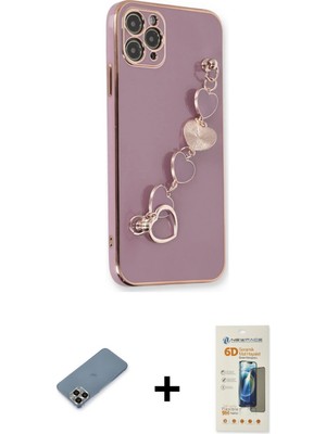 BUTİMAR'S iPhone 11 Pro Max Nova Işık Prime - Siyah 6d Mat Seramik Hayalet Nano Ekran Koruyucu + Gold Metal Kamera Lens Koruma Cam