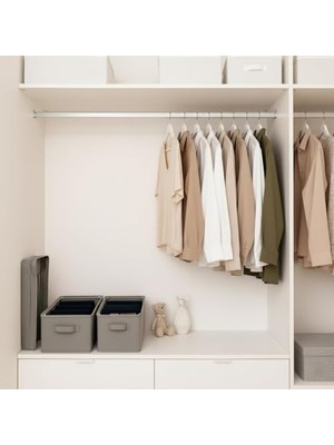 Raf Düzenleyici, Katlanabilir Kıyafet Organizeri, Çelik Destekli Tela Kumaş Çok Amaçlı Saklama Kutusu, Dolap Içi Çekmece Düzenleyici, Gri (45X25X20CM)