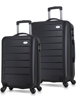 My Valice Ruby İkili Set Siyah ABS Valiz Seti Kabin ve Orta Boy 66 x 44 x 27 cm