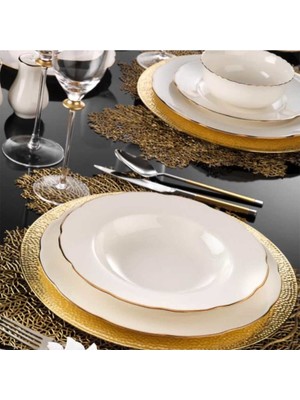 Kütahya Porselen Bone Olympos Fileli 24 Parça Yemek Takımı Bakır