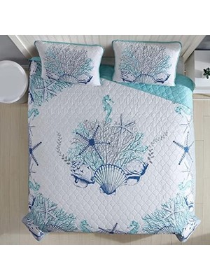 Joe Coastal 3 Parça Yorgan Seti,, Beach Delight Aqua