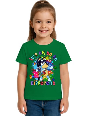 Sedirli Unisex Bluey Baskılı Çocuk Tişört Pamuklu Penye Kumaş