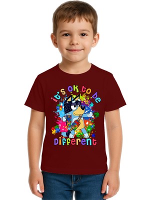 Sedirli Unisex Bluey Baskılı Çocuk Tişört Pamuklu Penye Kumaş