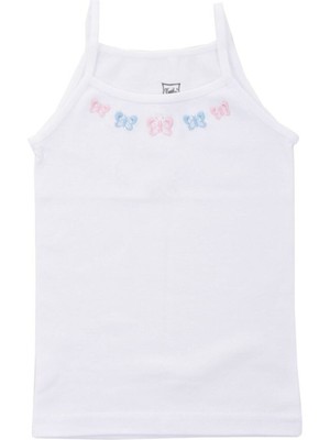 Tutku Kız Çocuk İp Askılı Atlet %100 Pamuk 6' Lı Beyaz Renk Yumuşak Dokulu Konforlu Tasarım