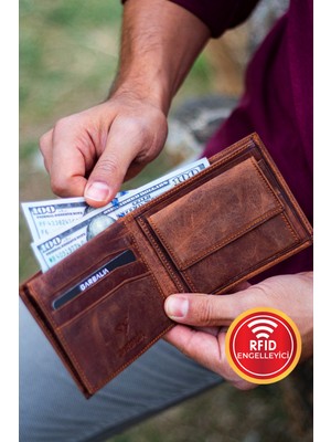 Garbalia Jackson Taba Renkli Hakiki Deri Cüzdan Düz Görünüm Çıtçıtlı Kapama ile Şık Tasarım