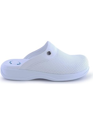 Quicksteps Professional Erkek Anatomik ve Comfort Sabo Terlik Beyaz Beyaz