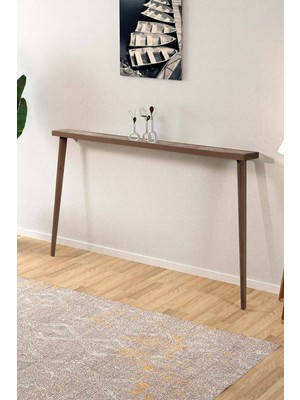 Feyza Design Turuncu Ahşap Doğal Ağaç Traverten Taşlı Dresuar 142X12CM