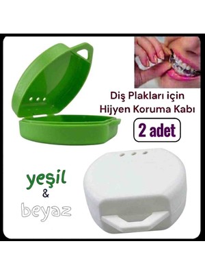 Vulli Gece Diş Plakları Için Saklama Kabı 2 Adet Aparey Protez Diş Kutusu