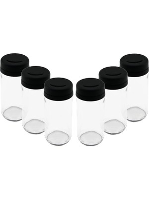 SHC4200 6 Parça Cam Baharatlık Tuzluk Plastik Kapak 225 ml