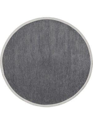 Eko Halı Liza Kilim Liz 01 Antrasit Yuvarlak Yumuşak Tuşeli Çamaşır Makinesinde Yıkanabilen Kaymaz Tabanlı Şık Kilim
