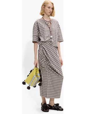 Parfois Kadın Kareli ve Fiyonklu Bluz