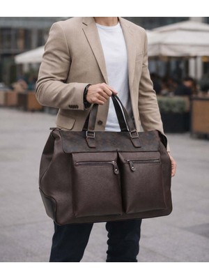 Derise Club Seyahat Çantası Kahverengi Spor Çanta Unisex Kahverengi Suni Deri El Valizi