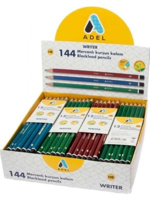 Adel Writer Mercanlı Kurşun Kalem 144 Adet Renkli Çeşitleri ile Kullanıma Uygun
