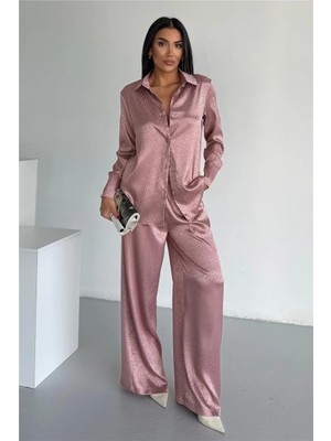 Coccolarsi Pioggia Soave Somon Jakarlı Saten Uzun Takım