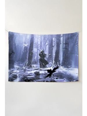 Charmbi Samuray Ronin Temalı Duvar Örtüsü – Büyük Boy Tapestry Duvar Halısı, Oyun Anime Film Oda Dekor