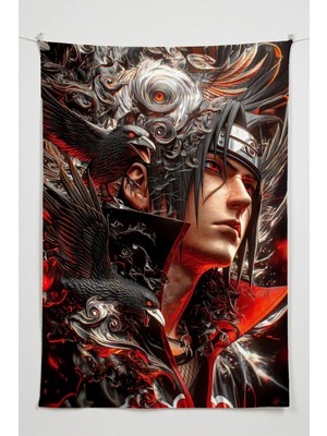 Charmbi Naruto, Uchiha Itachi Duvar Örtüsü – Büyük Boy Tapestry Duvar Halısı, Oyun Anime Film Oda Dekor