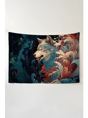 Charmbi Savaşçı Kadim Kurt Duvar Örtüsü – Büyük Boy Tapestry Duvar Halısı, Oyun Anime Film Oda Dekor