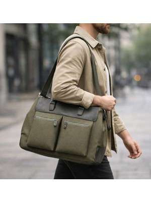 Derise Club Seyahat Çantası Spor Çanta Unisex Haki Kanvas Kumaş  El Valizi