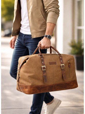 Derise Club Unisex Tabi  Deri Kanvas Seyahat ve Spor Çantası El Valizi