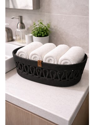 Hasır Havlu Sepeti Banyo Düzenleyici Sepet Bohem Dekor