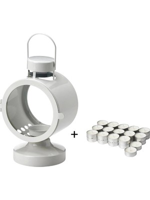 IKEA Flodsvala Fener 21 cm - 30 Lu Tealight Mum 2 Si Bir Arada