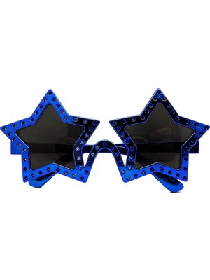 Skygo Ramia Premium | Mavi Renk Yıldız Şekil Parti Gözlüğü Retro 16X7 cm | TG-HB-2026