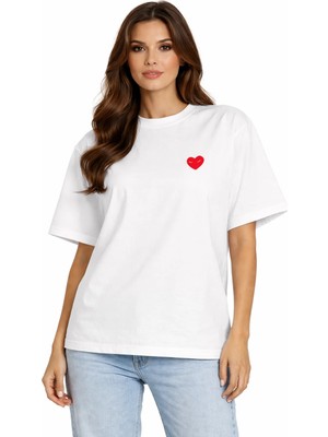 Camblys Unisex Comme Des Garçons Kızgın Ön Baskılı Oversize Kalın Kumaş Bol Kesim Pamuklu T-Shirt