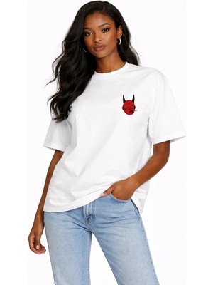 Camblys Unisex Kadın Erkek Diablo Cigarette Ön Baskılı Oversize Kalın Kumaş Bol Kesim Pamuklu T-Shirt