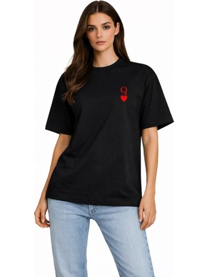 Camblys Unisex Kadın Erkek Iskanbil Logo Ön Baskılı Oversize Kalın Kumaş Bol Kesim Pamuklu T-Shirt