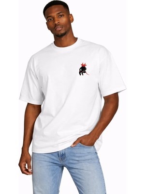 Camblys Unisex Kadın Erkek Diablo Özel Tasarım Ön Baskılı Oversize Kalın Kumaş Bol Kesim Pamuklu T-Shirt