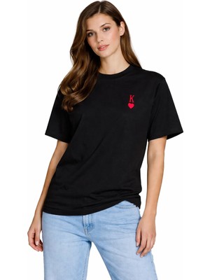 Camblys Unisex Kadın Erkek Iskanbil Logo Ön Baskılı Oversize Kalın Kumaş Bol Kesim Pamuklu T-Shirt