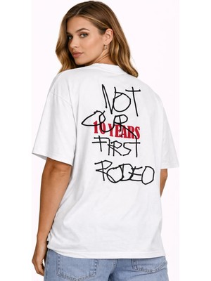 Camblys Unisex Kadın Erkek El Yazılı Not Our Sırt Baskılı Oversize Kalın Kumaş Bol Kesim Pamuklu T-Shirt