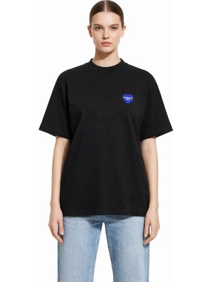 Camblys Unisex Kadın Erkek Carhart Wıp Kalp Ön Logo Oversize Kalın Kumaş Bol Kesim Pamuklu T-Shirt