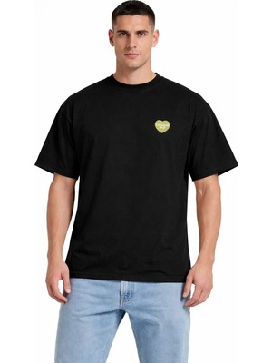Camblys Unisex Kadın Erkek Carhart Wıp Kalp Ön Logo Oversize Kalın Kumaş Bol Kesim Pamuklu T-Shirt