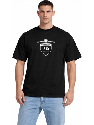 Camblys Unisex Kadın Erkek Motor Logo Ön Baskılı Oversize Kalın Kumaş Bol Kesim Pamuklu T-Shirt